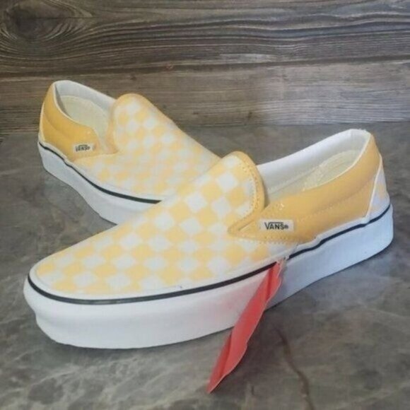 New Vans Classic Slip Checkerboard Womens Yellow Sneakers Size 6.5 Canvas Skater - Picture 3 of 10